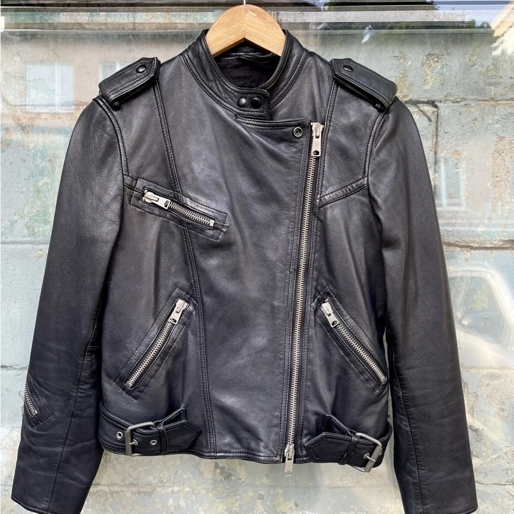 ALLSAINTS Black Leather Biker Jacket